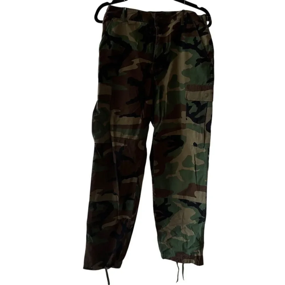 Vintage 90s Men's Camo Military Jacket and Pants Size S Button-Up Short Length